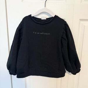 ZARA kids sz 7 “Influencer” sweatshirt with puff sleeves